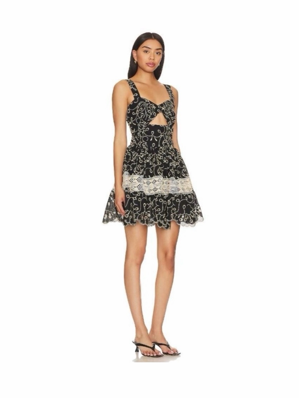 Black Mini Dress with Ivory Lace Accent